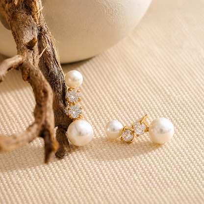 Pearlaire Studs Earrings - 18k Gold Plated
