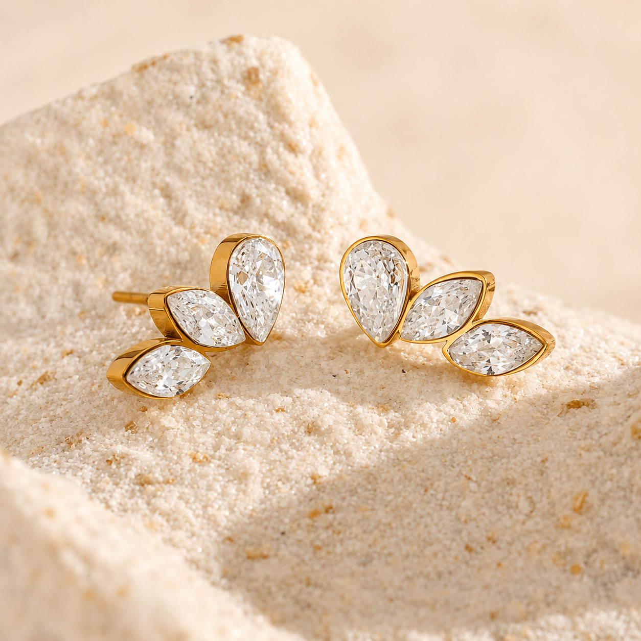Eira Petals Studs Earrings - 18k Gold Plated