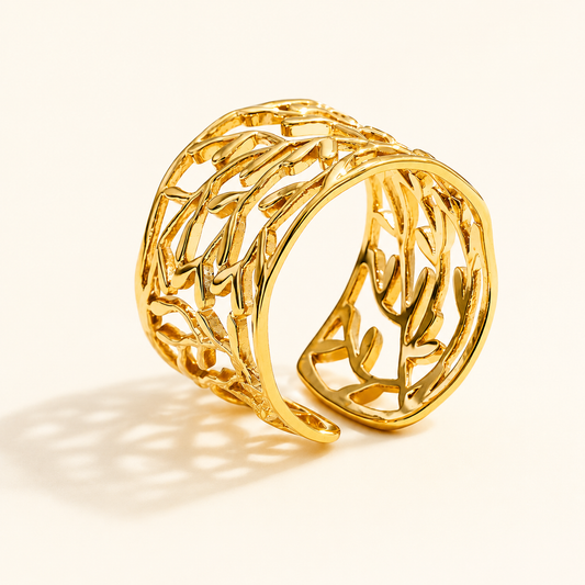 Leaf Cuff Ring - 18K Gold Plated