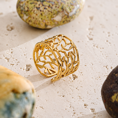 Leaf Cuff Ring - 18K Gold Plated