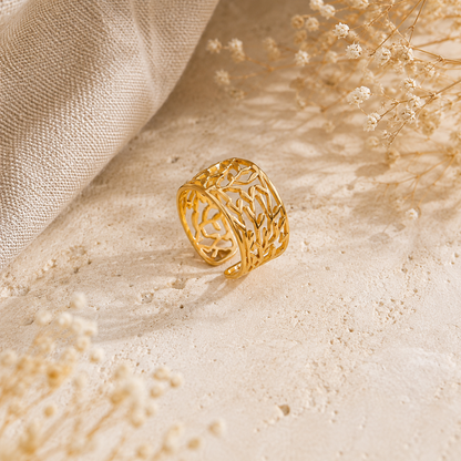 Leaf Cuff Ring - 18K Gold Plated