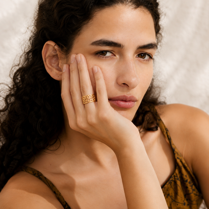 Leaf Cuff Ring - 18K Gold Plated