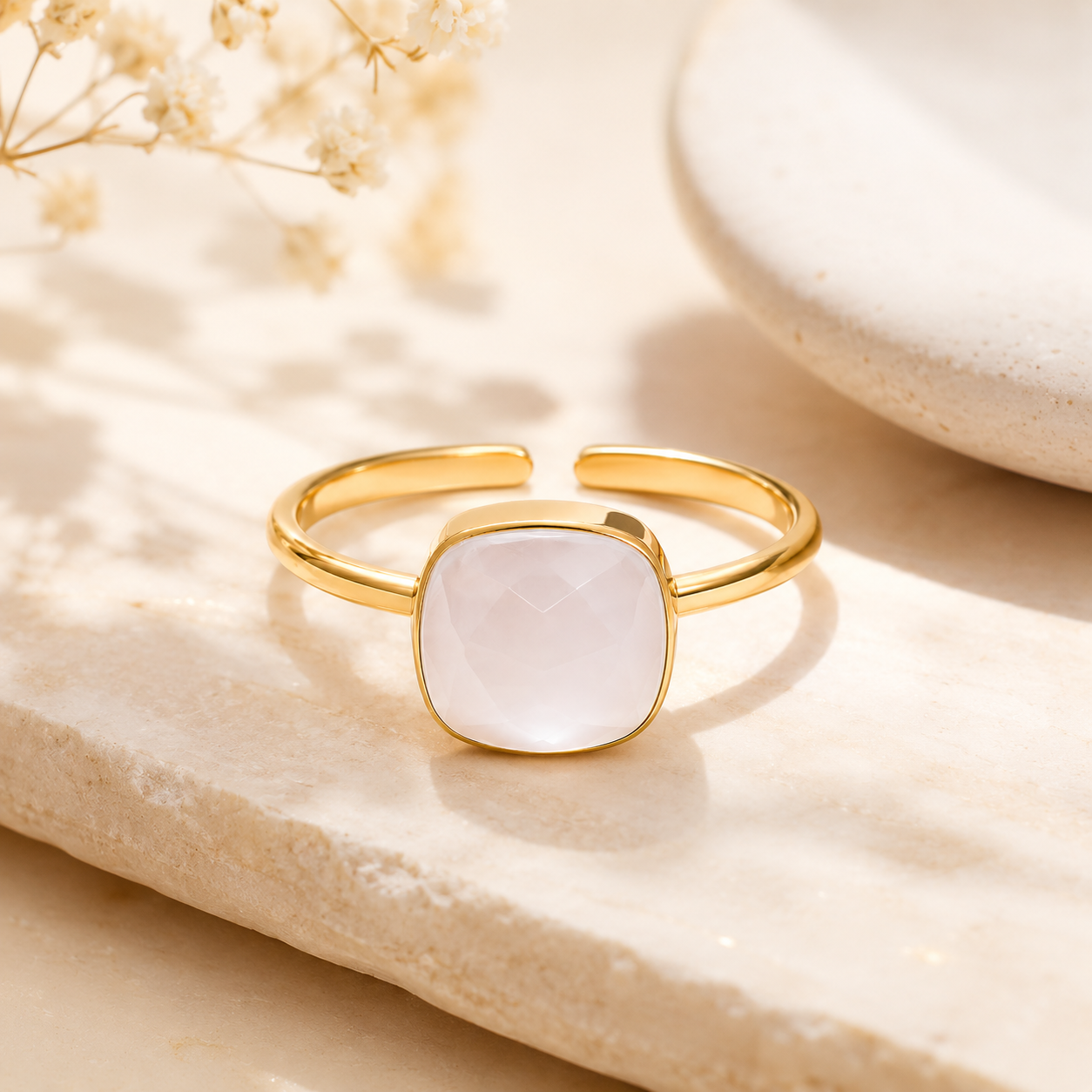 Opal Stone Ring - 18k Gold Plated