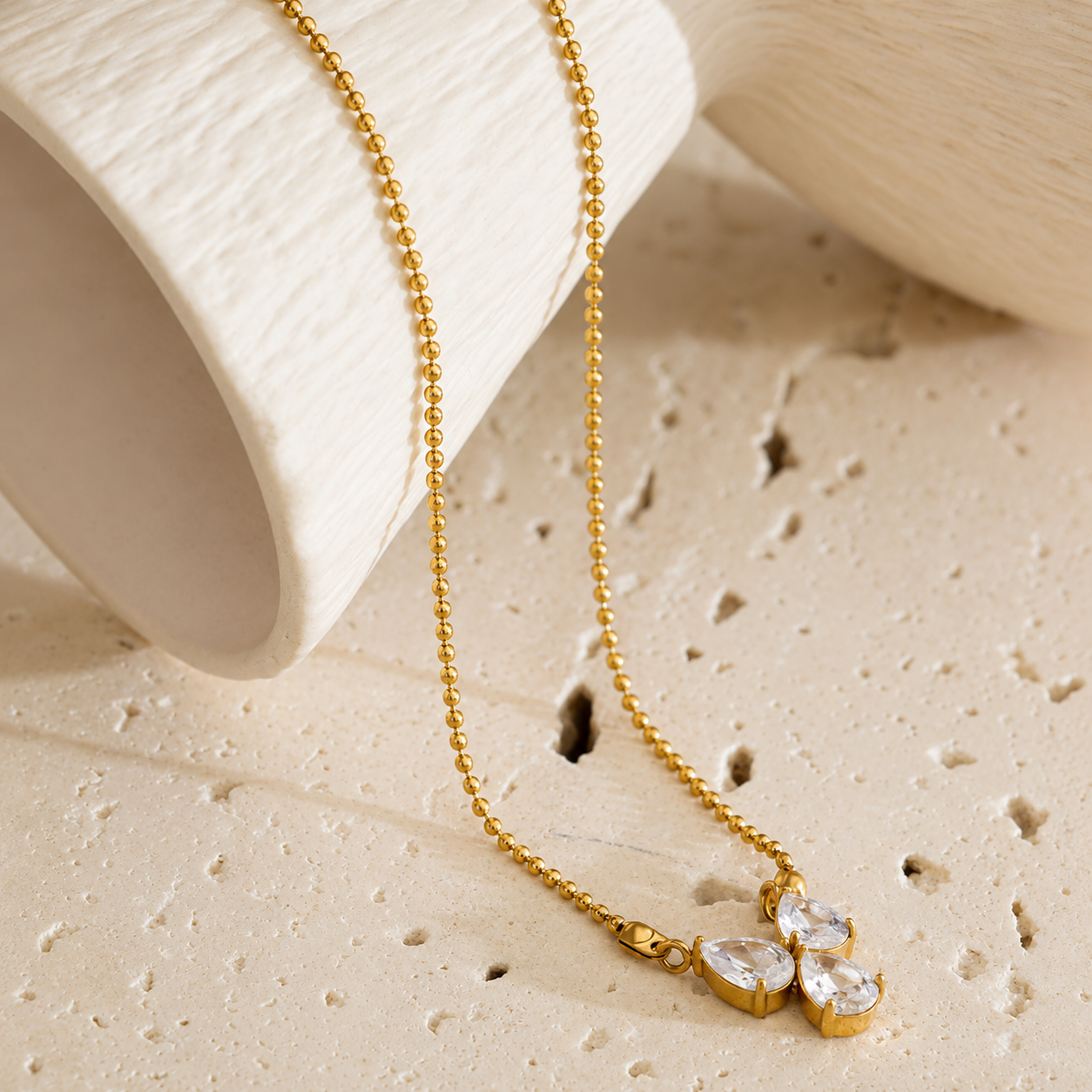 Moon Petal Necklace - 18k Gold Plated