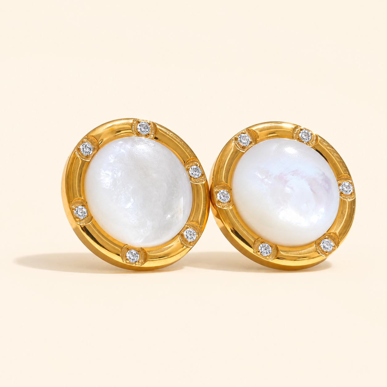 Pearl Orbit Studs Earrings - 18k Gold Plated