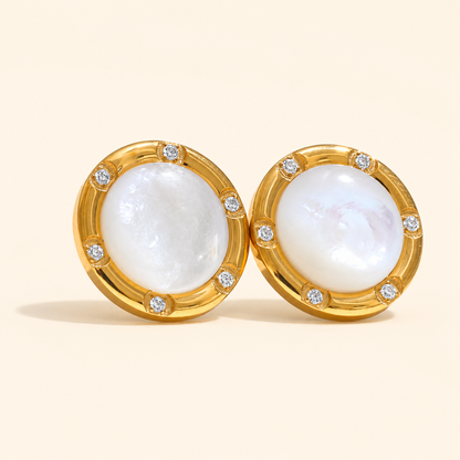 Pearl Orbit Studs Earrings - 18k Gold Plated
