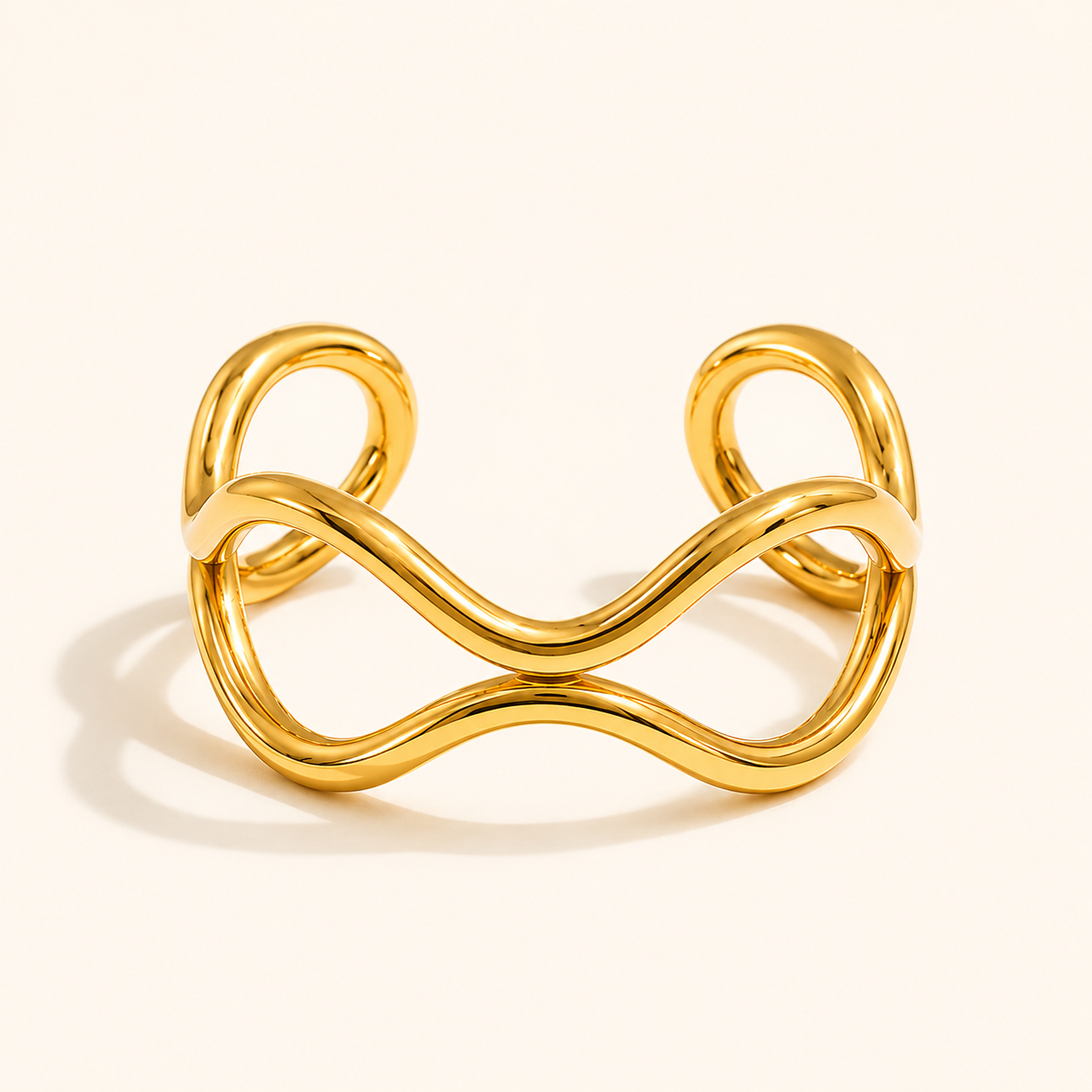 Wave Cuff Ring - 18k Gold Plated