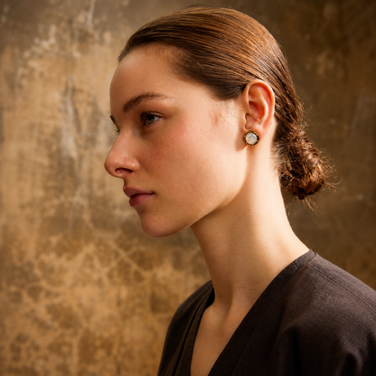 Pearl Orbit Studs Earrings - 18k Gold Plated