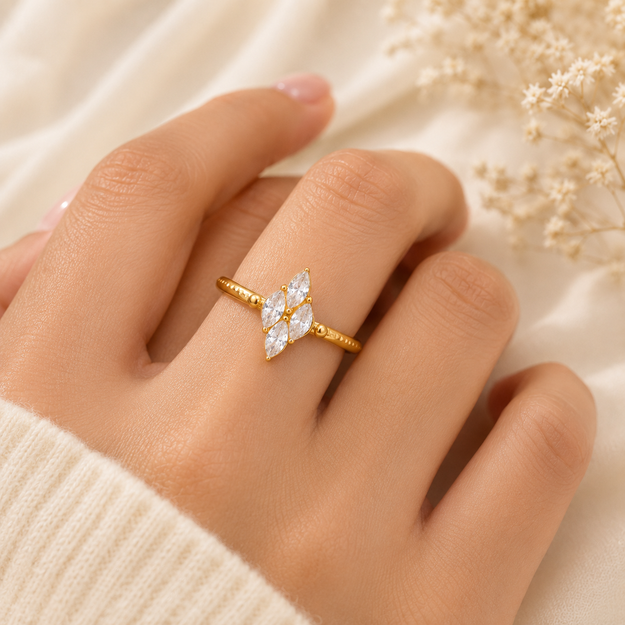 Marquise Muse Ring - 18K Gold Plated (Adjustable)