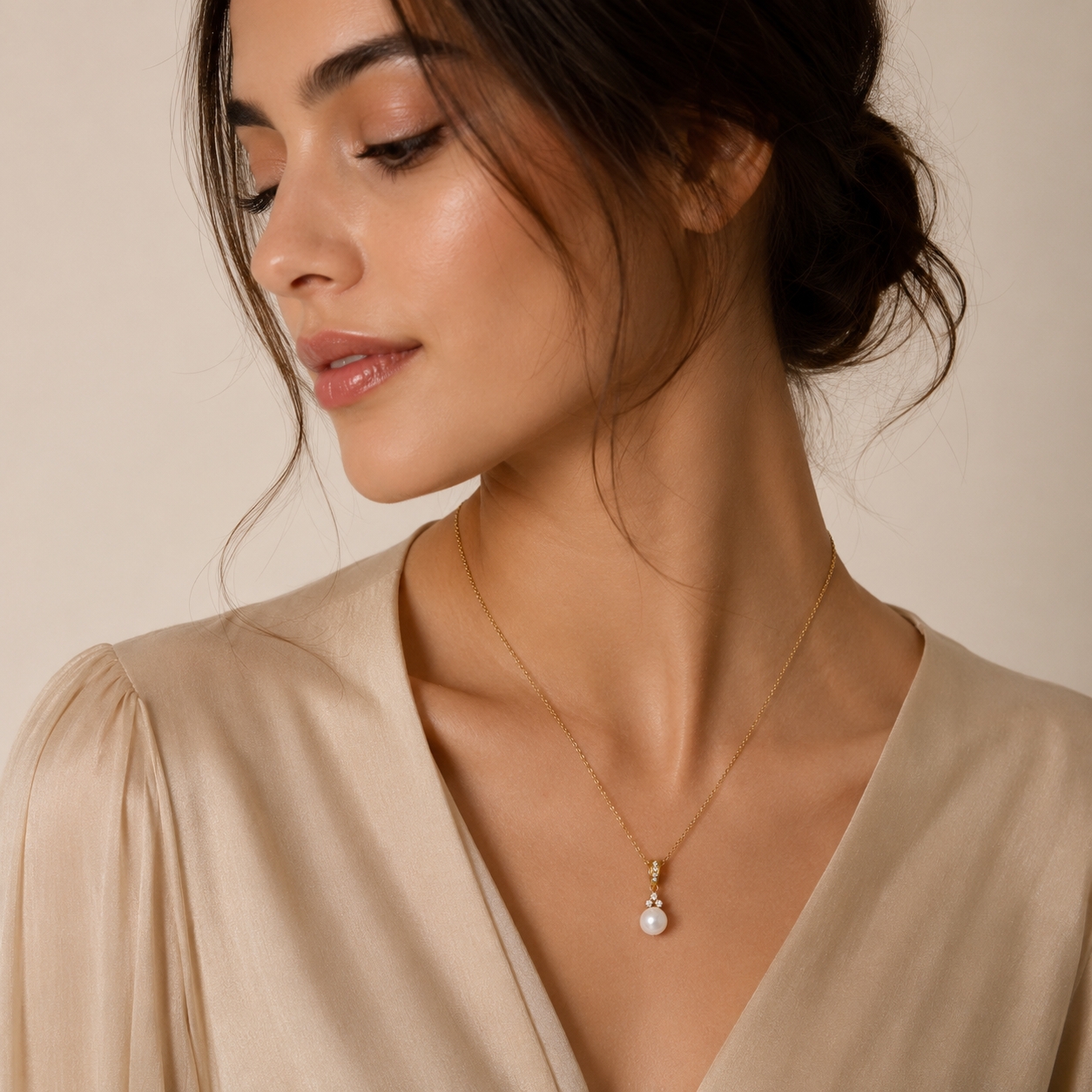 Eloria Pearl Necklace - 18K Gold Plated