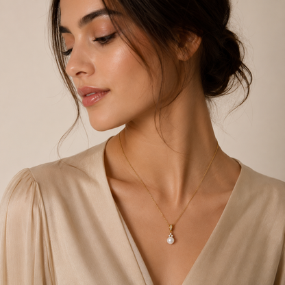 Eloria Pearl Necklace - 18K Gold Plated