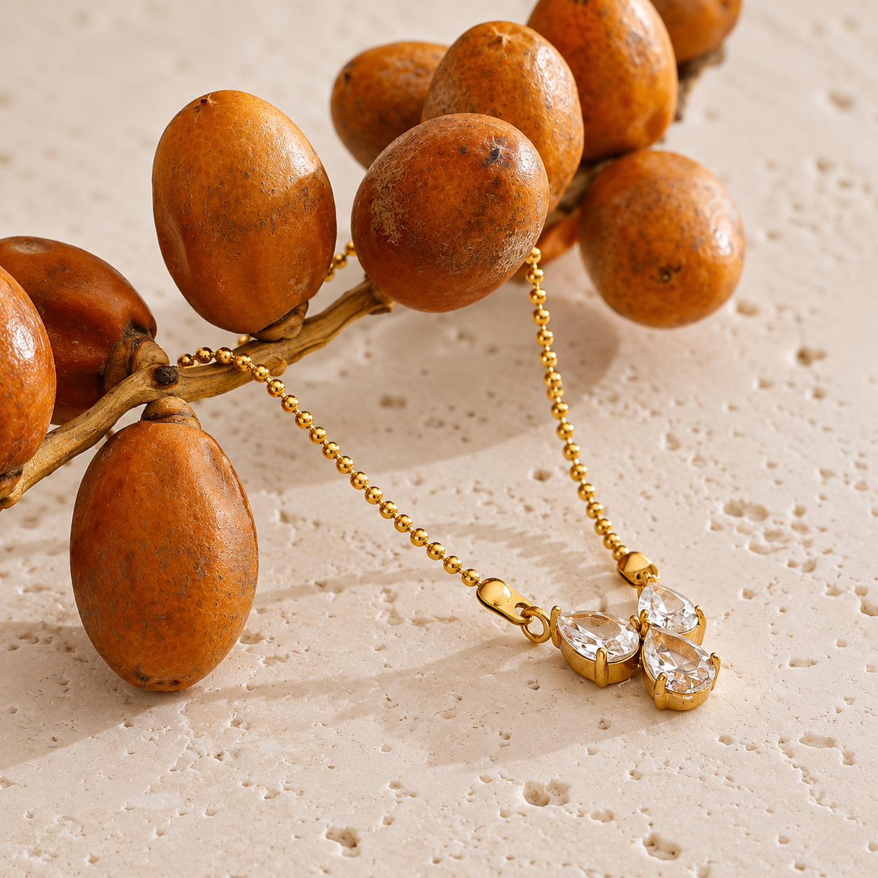 Moon Petal Necklace - 18k Gold Plated