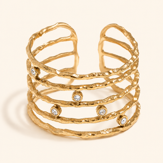 Maria Cuff Ring - 18K Gold Plated (Adjustable)