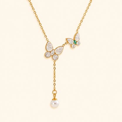 Papillon Pearl Necklace - 18k Gold Plated