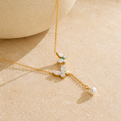 Papillon Pearl Necklace - 18k Gold Plated