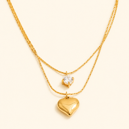 Heart strings Layered Necklace - 18k Gold Plated