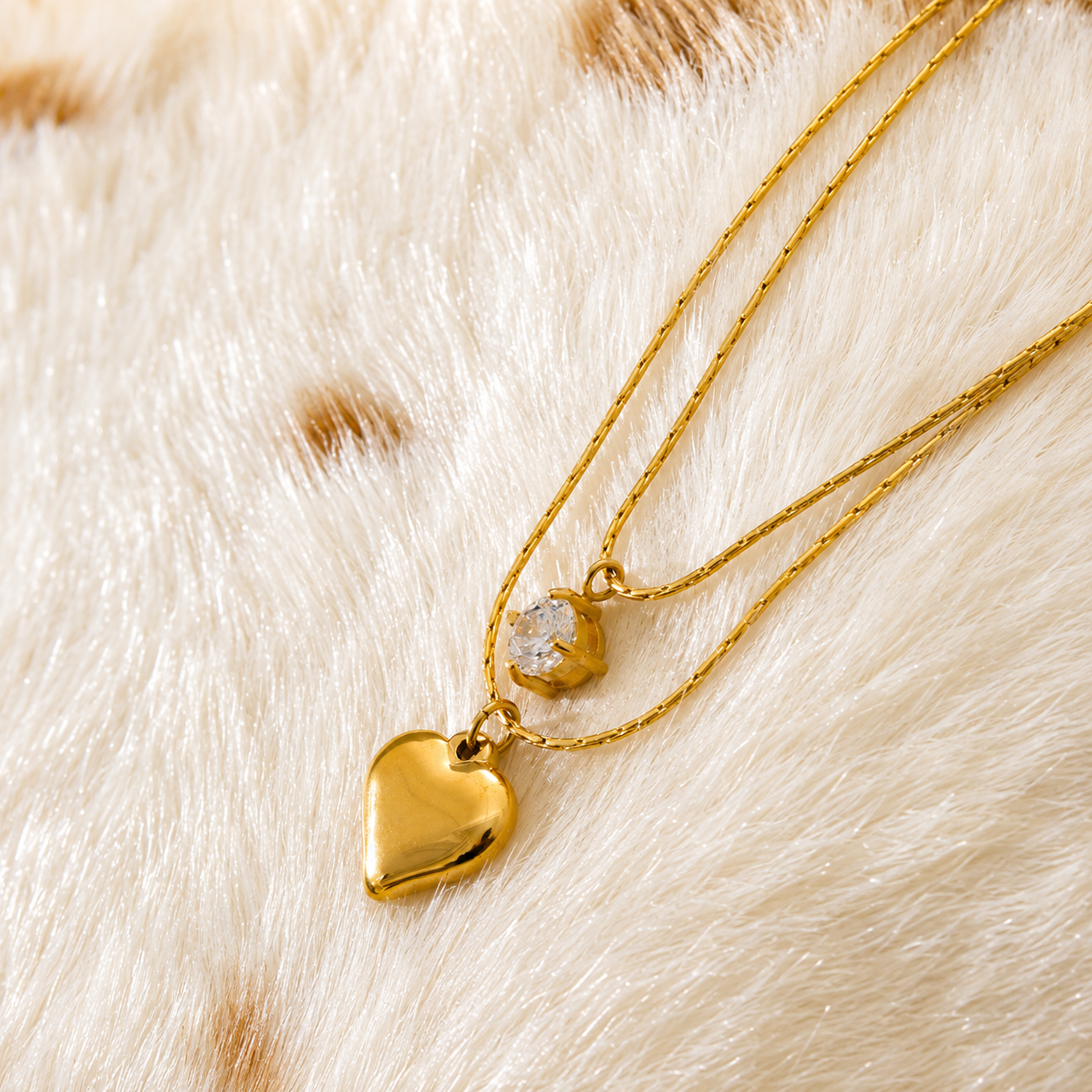 Heart strings Layered Necklace - 18k Gold Plated