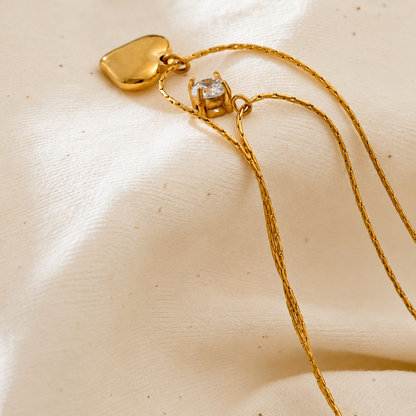 Heart strings Layered Necklace - 18k Gold Plated