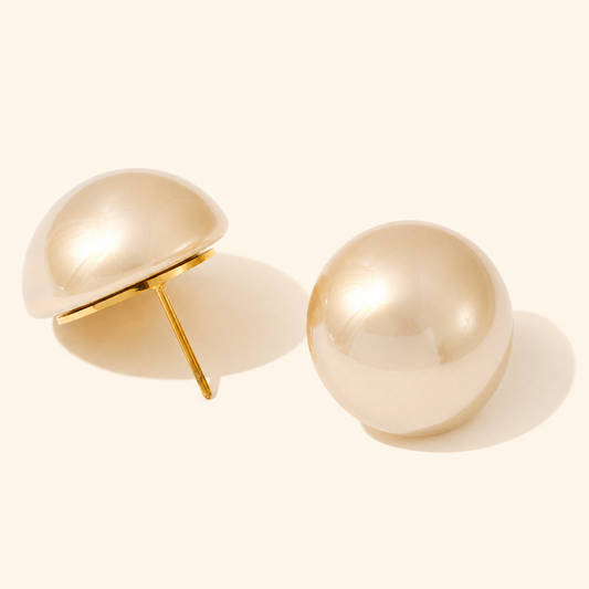 Champagne Pearl Studs Earrings - 18k Gold Plated