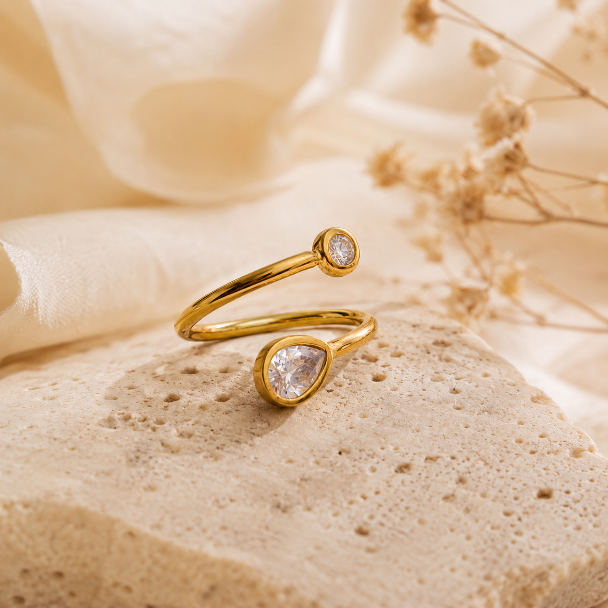 Solstice Ring - 18K Gold Plated (Adjustable)