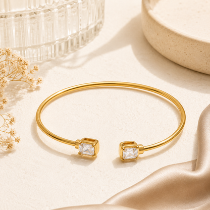 Sparkline Bangle Cuff - 18k Gold Plated (Adjustable)