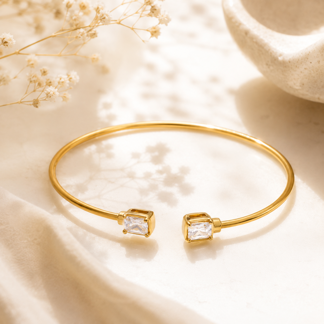 Sparkline Bangle Cuff - 18k Gold Plated (Adjustable)
