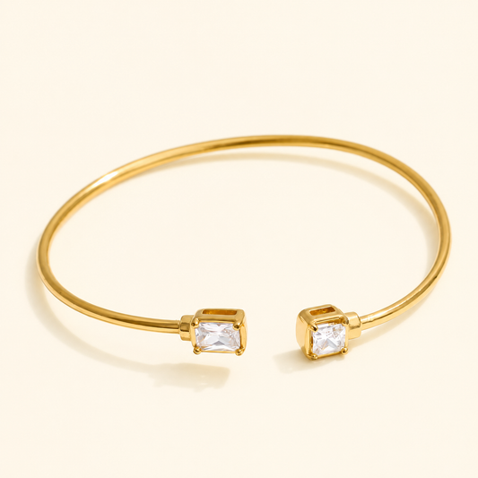 Sparkline Bangle Cuff - 18k Gold Plated (Adjustable)