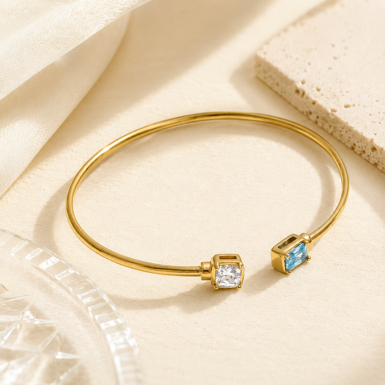 Twinlight Bangle Cuff - 18k Gold Plated (Adjustable)
