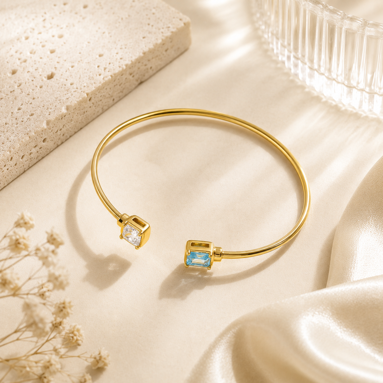 Twinlight Bangle Cuff - 18k Gold Plated (Adjustable)