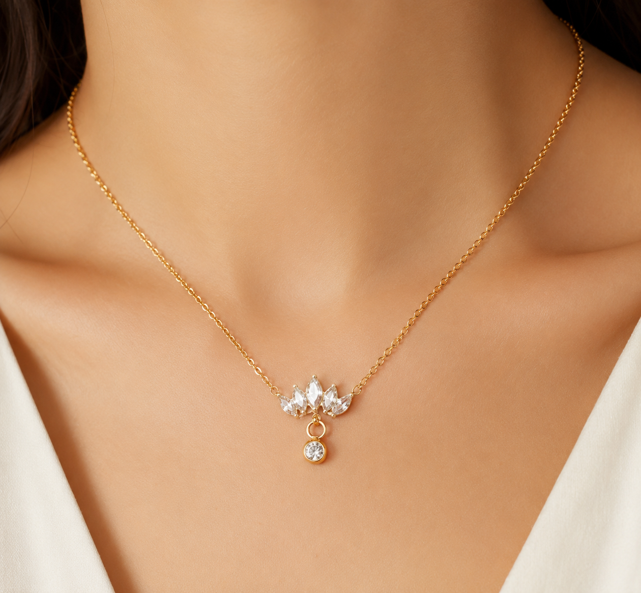 Tiara Drop Necklace - 18K Gold Plated