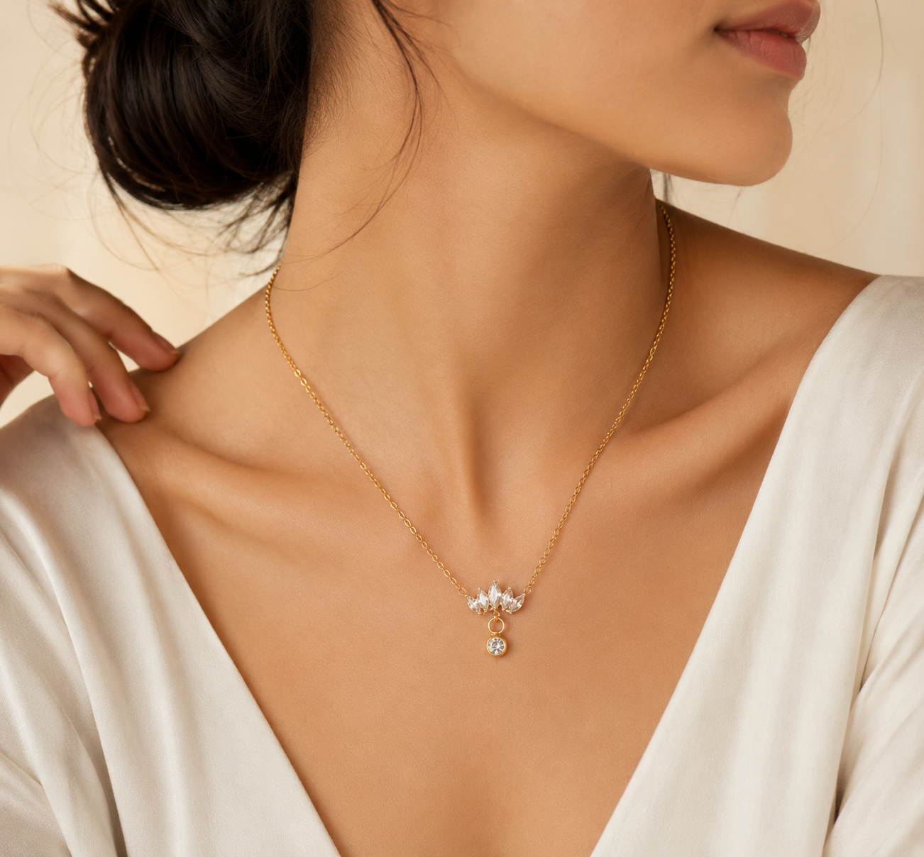 Tiara Drop Necklace - 18K Gold Plated
