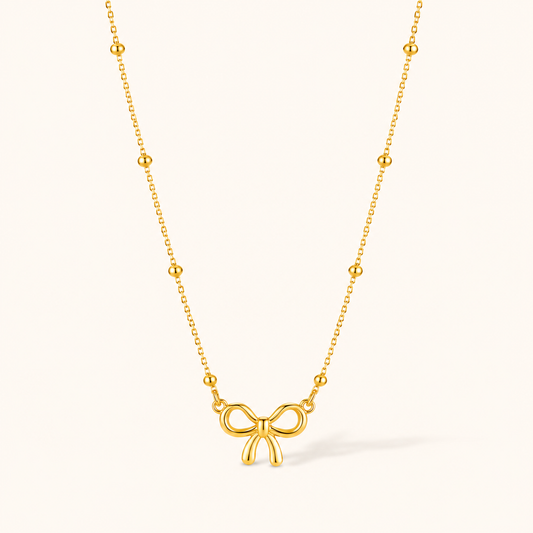 Ava Bow Necklace - 18K Gold Plated