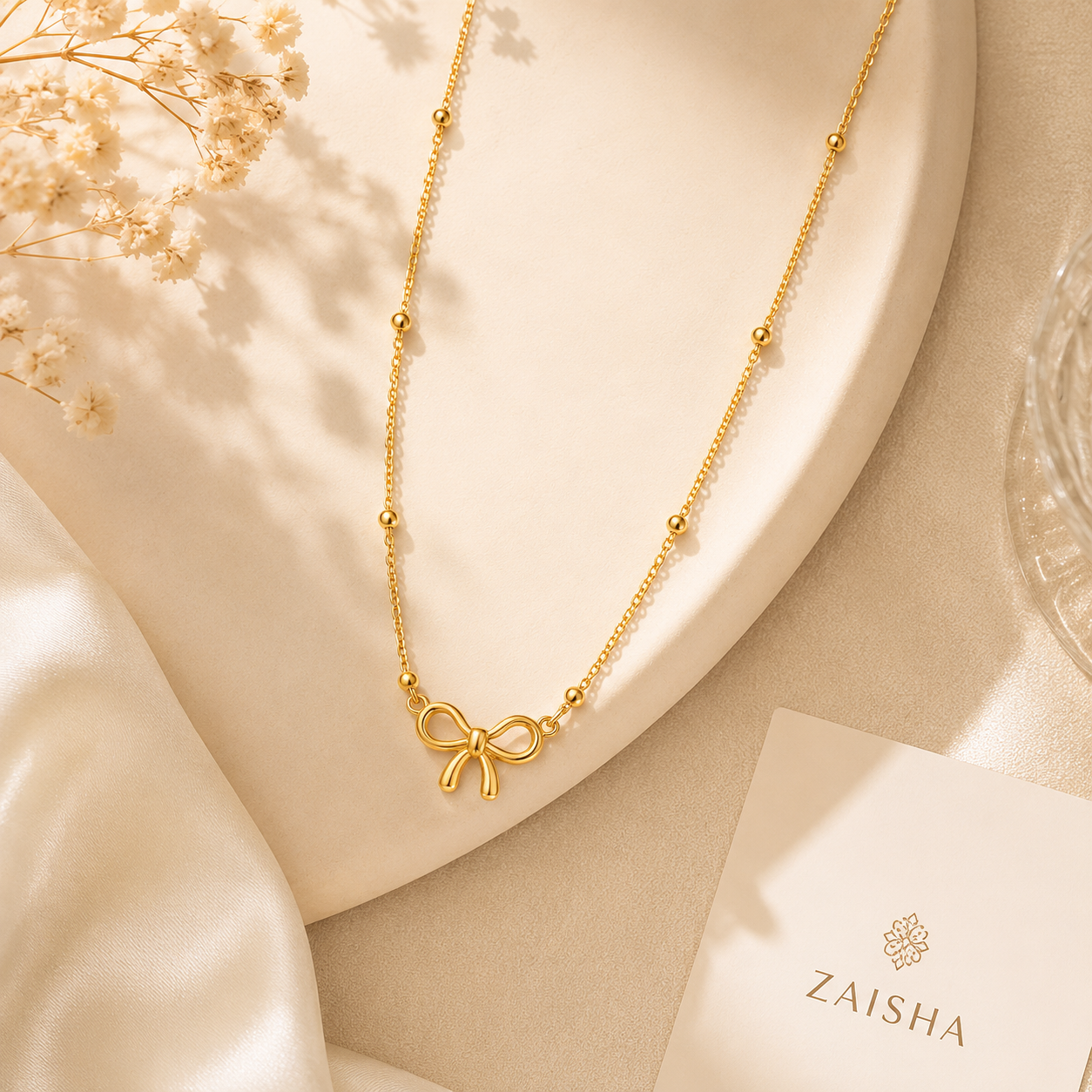 Ava Bow Necklace - 18K Gold Plated