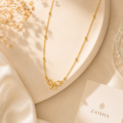 Ava Bow Necklace - 18K Gold Plated