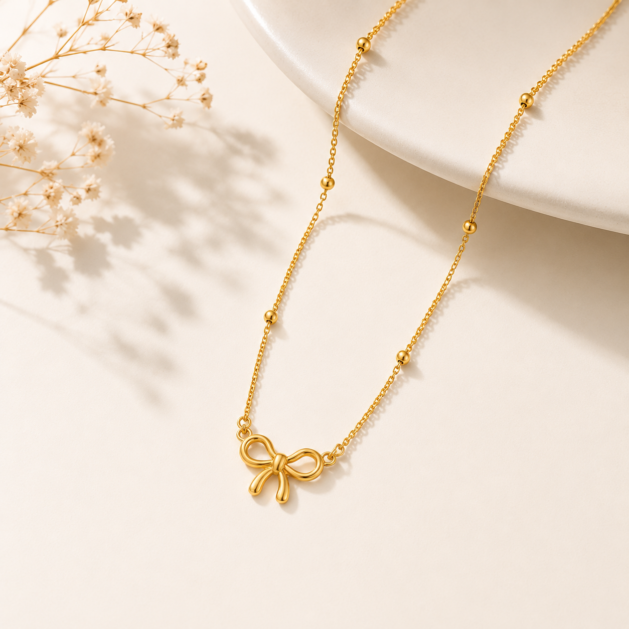 Ava Bow Necklace - 18K Gold Plated