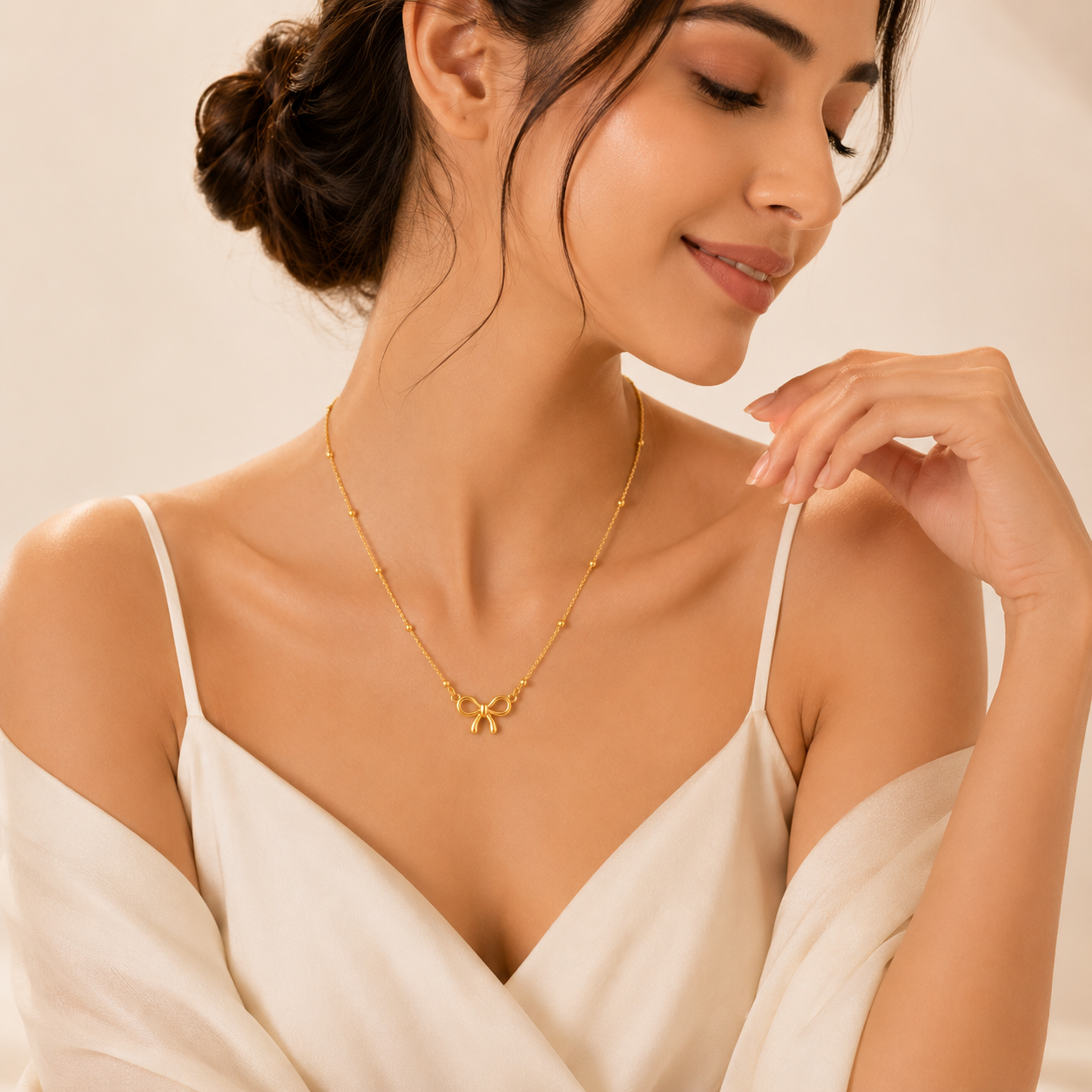 Ava Bow Necklace - 18K Gold Plated