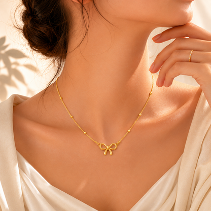 Ava Bow Necklace - 18K Gold Plated