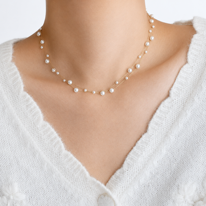 Pearl Veil Necklace - 18K Gold Plated
