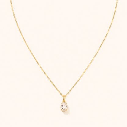 Oval Solitaire Necklace- 18K Gold Plated