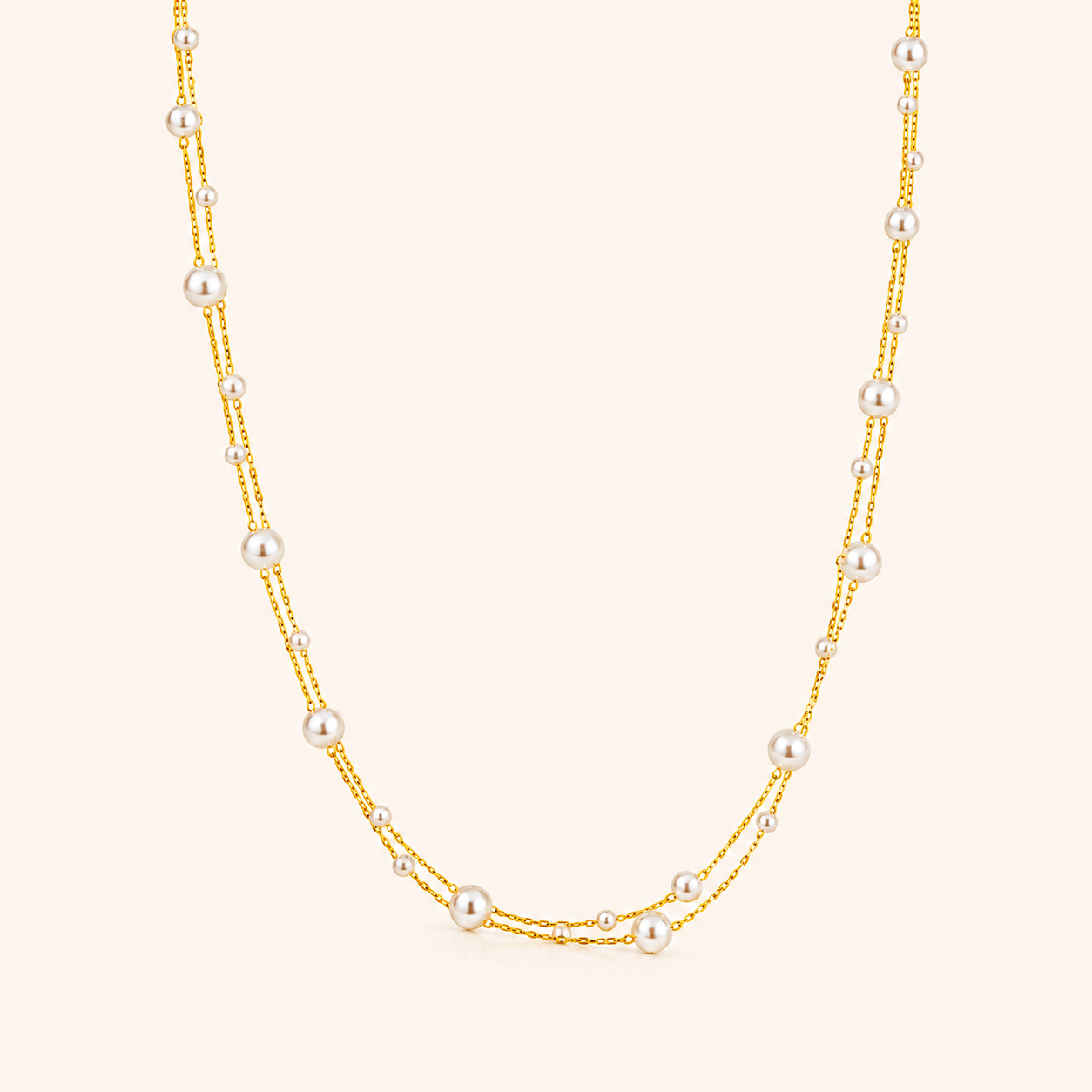 Pearl Veil Necklace - 18K Gold Plated