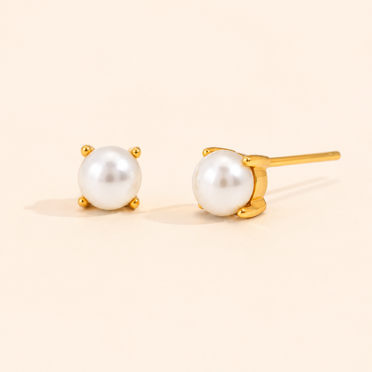 Pearl Dot Studs Earrings - 18K Gold Plated