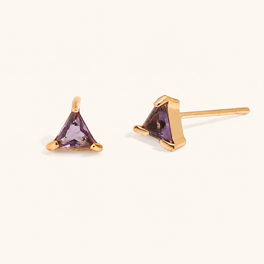 Violet Prism Studs Earrings - 18K Gold Plated