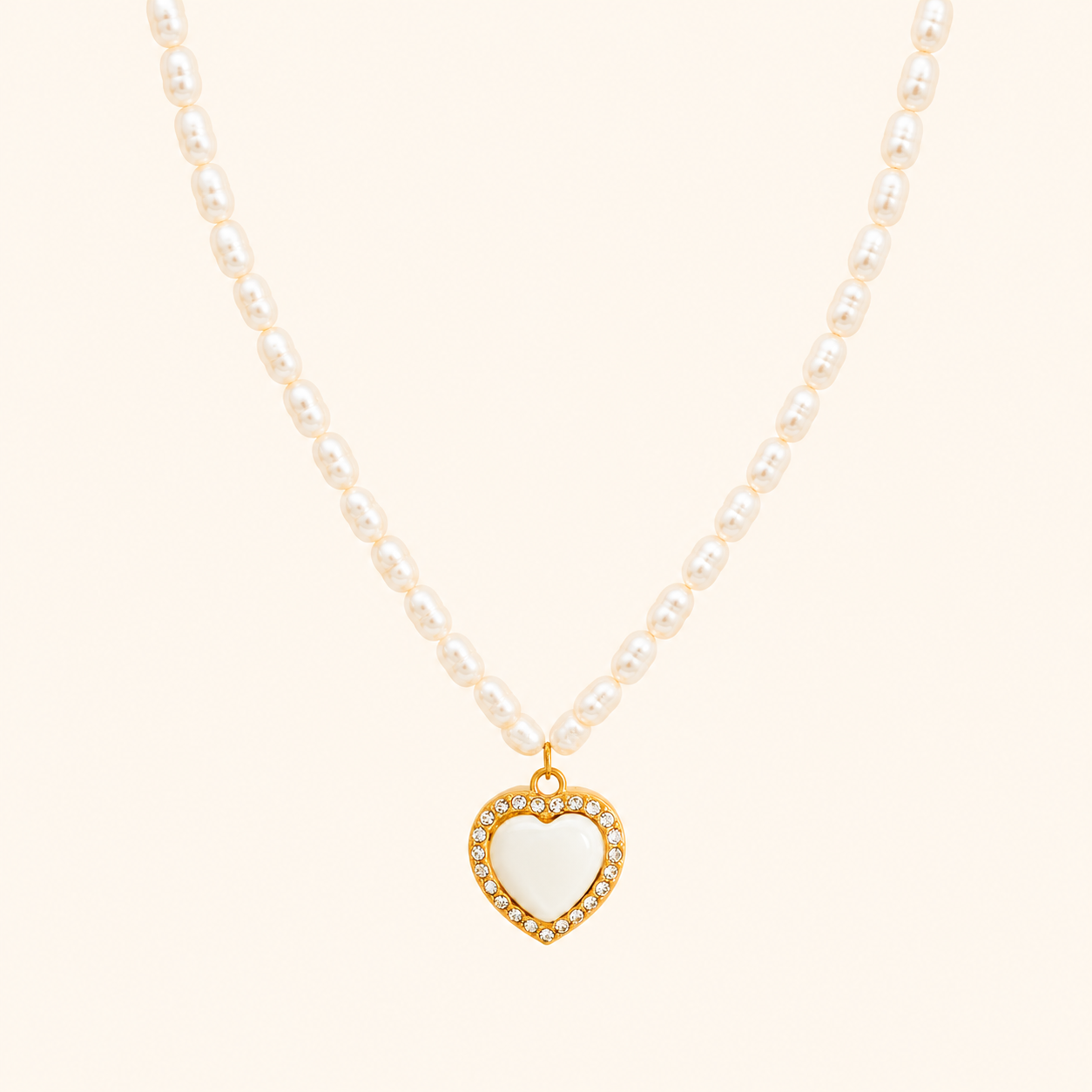 Pearl Heart Necklace - 18K Gold Plated