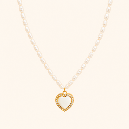 Pearl Heart Necklace - 18K Gold Plated