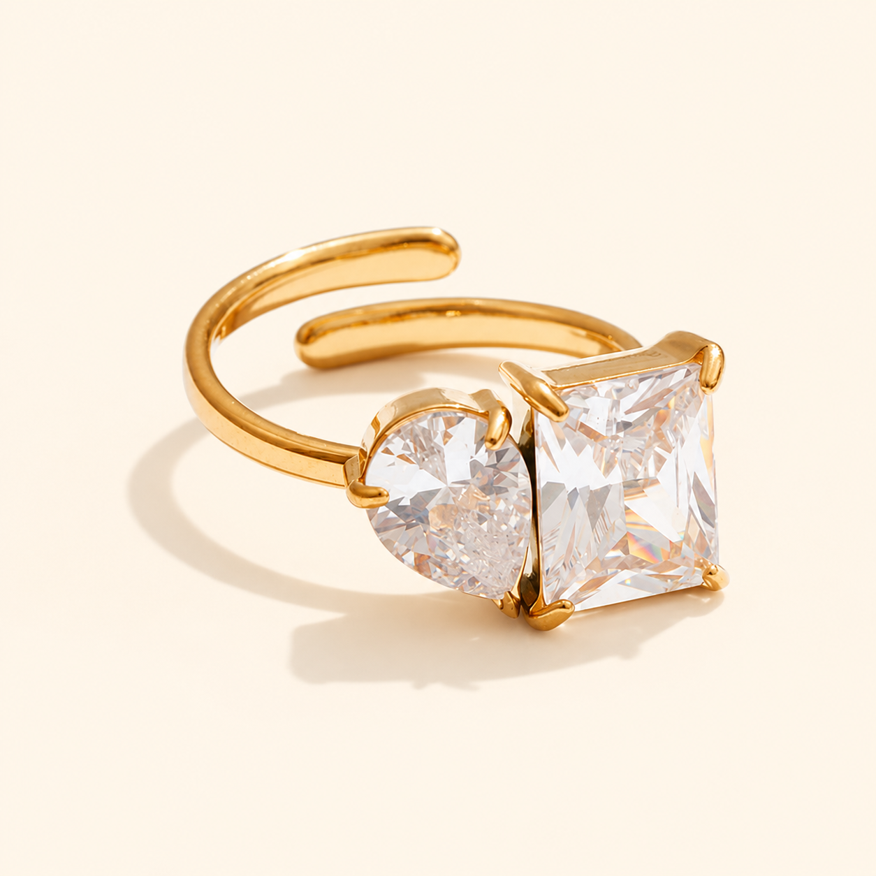 Amour Duo Ring - 18K Gold Plated (Adjustable)