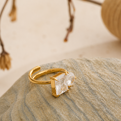 Amour Duo Ring - 18K Gold Plated (Adjustable)