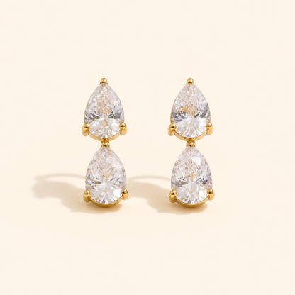 Serein Duo Drop Earrings - 18k Gold Plated