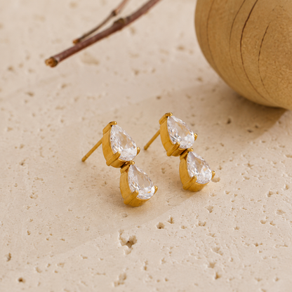 Serein Duo Drop Earrings - 18k Gold Plated