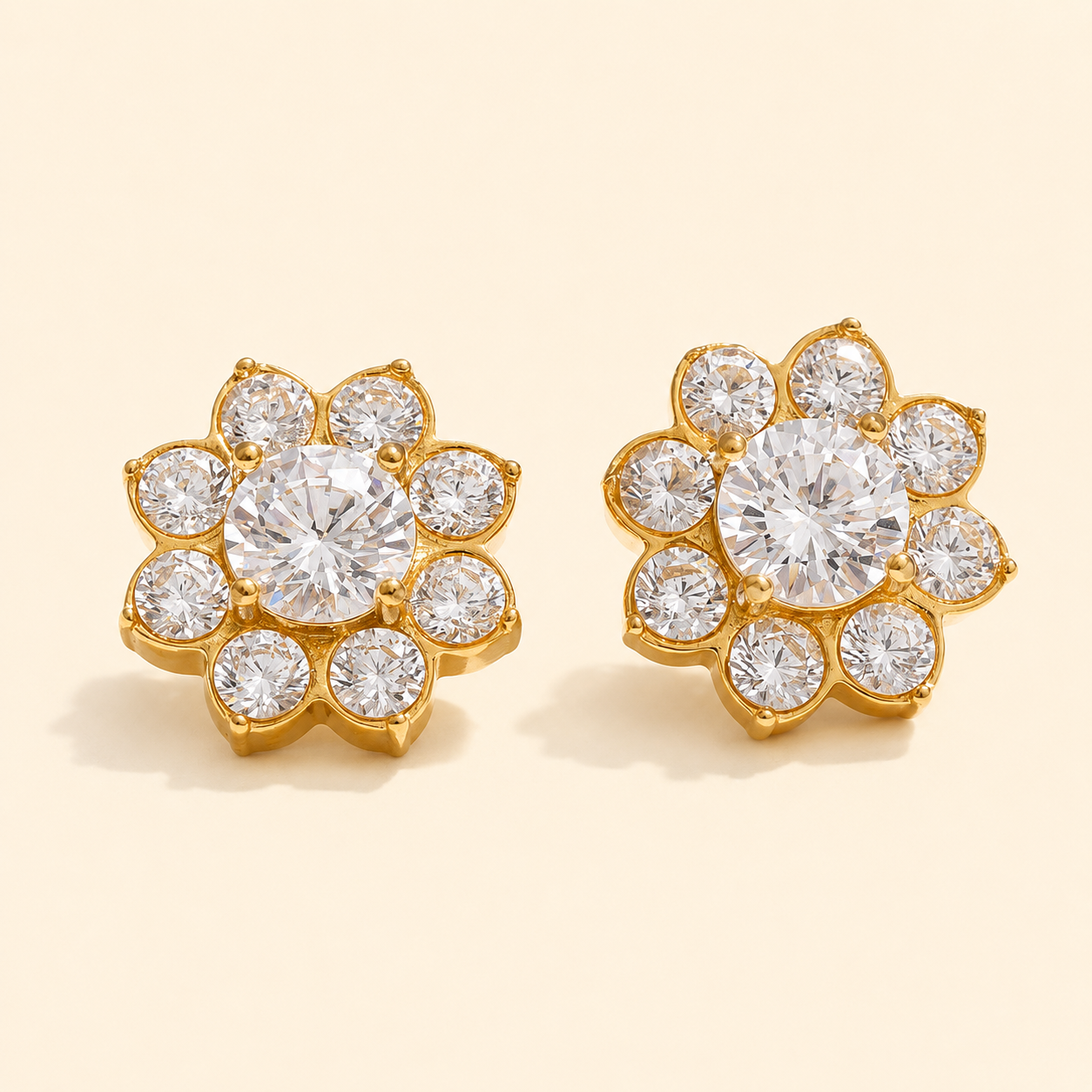 Camellia Bloom Studs Earrings - 18k Gold Plated