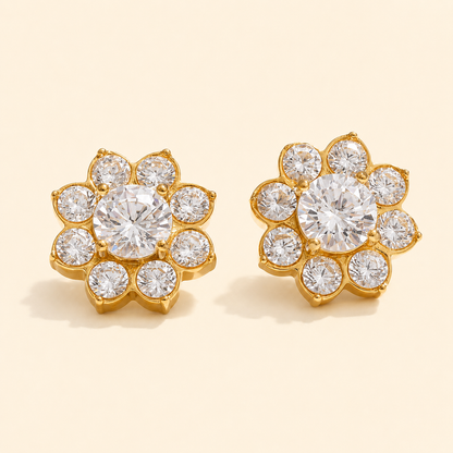 Camellia Bloom Studs Earrings - 18k Gold Plated